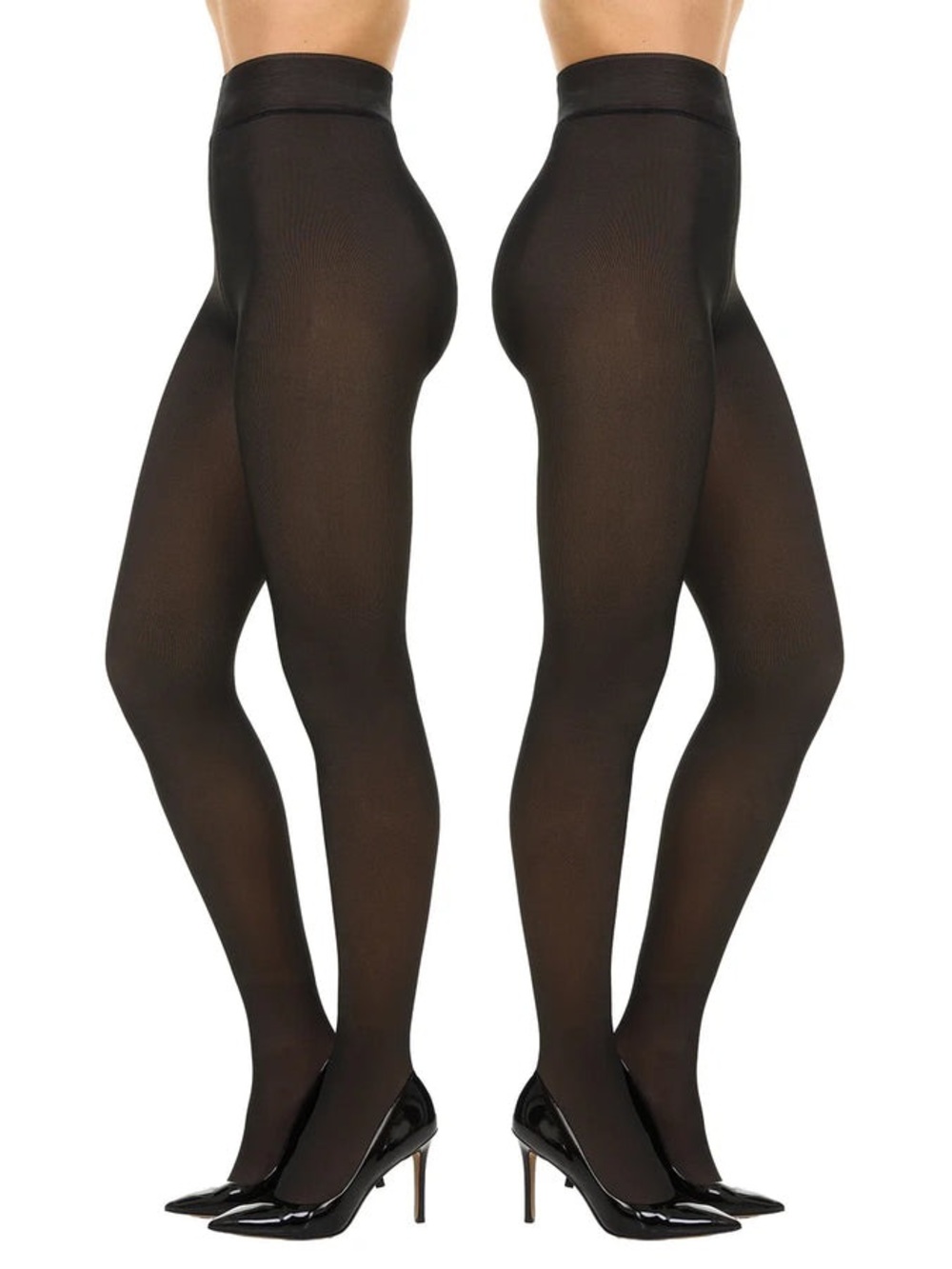 H by Halston - 2 Pairs Lined Footed Tights